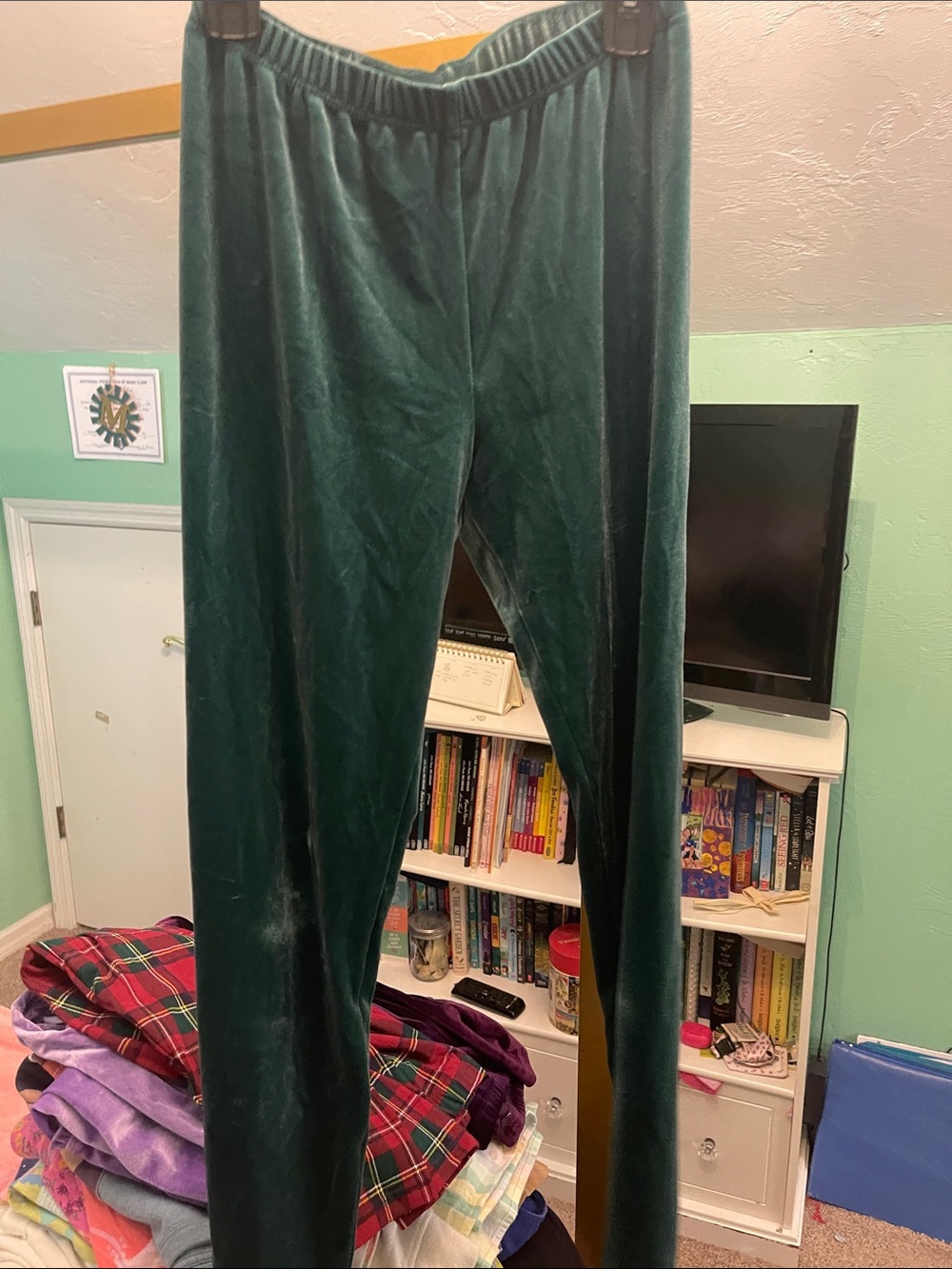 Cat & Jack Emerald Green Velvet Leggings